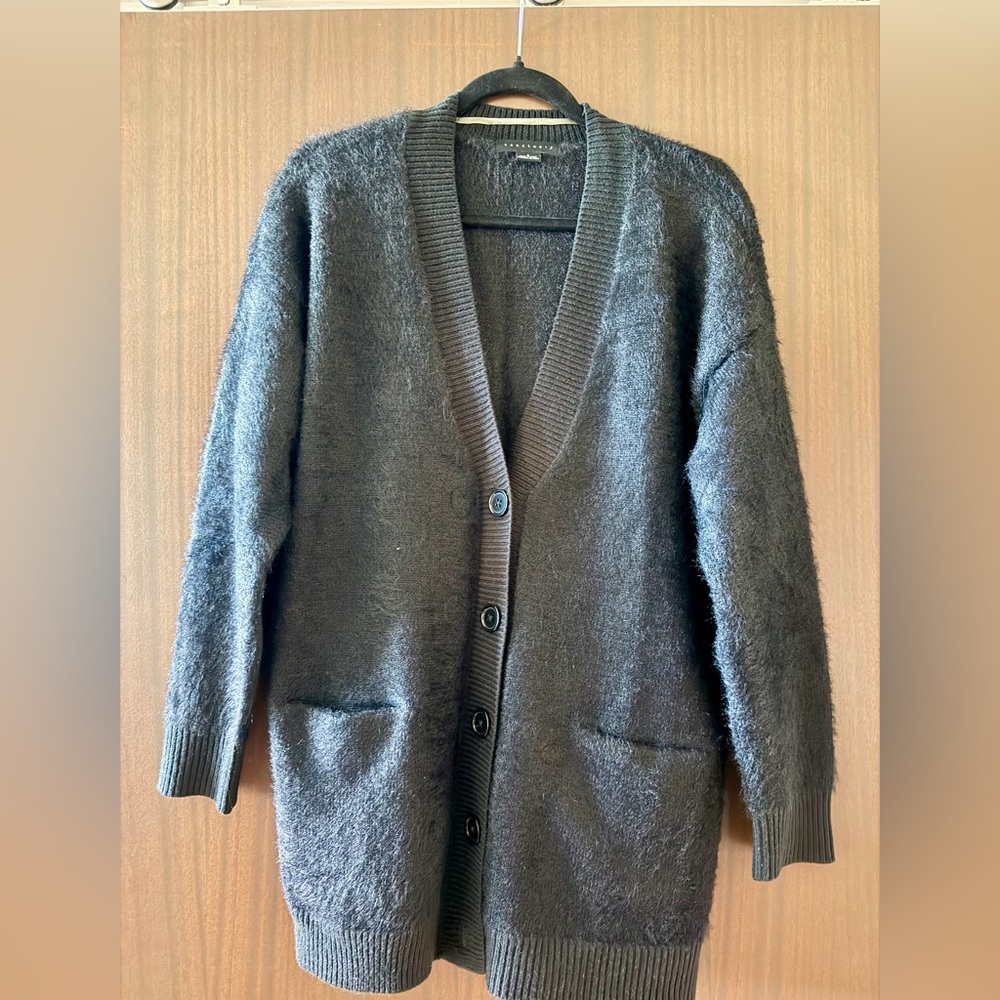 Cozy Black Button-Front Women's Cardigan Sweater